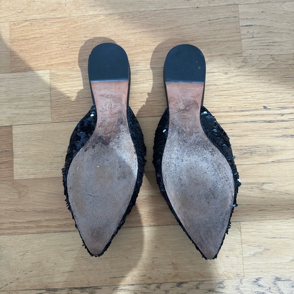 Marc Fisher Black Sequin Pointy Toe Flat / Mule - Picture 4 of 4